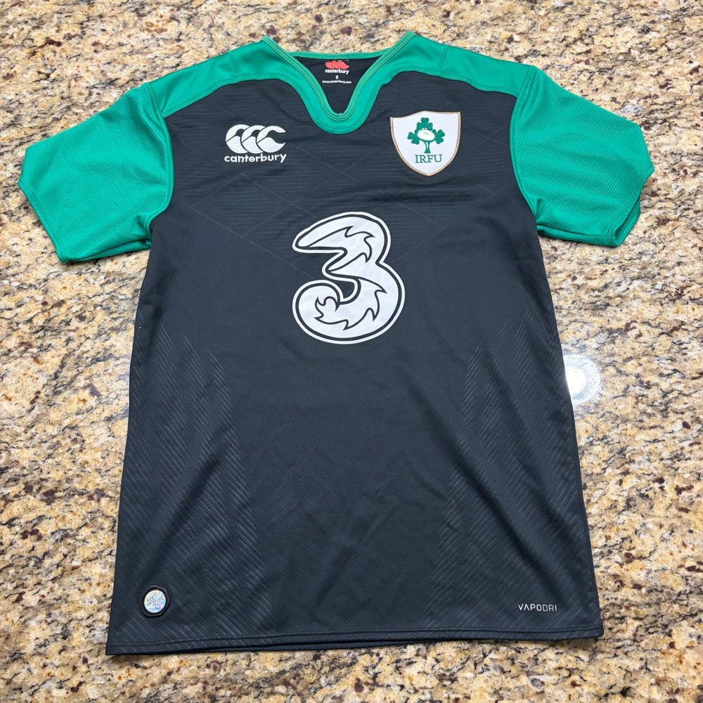 Canterbury Ireland IRFU Rugby Jersey Mens Small Black Green VapoDri Three ws